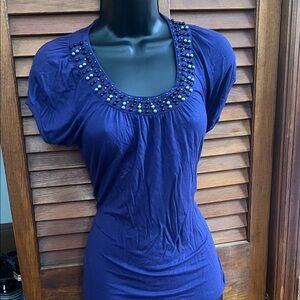 Design History Navy Embellished Blouse